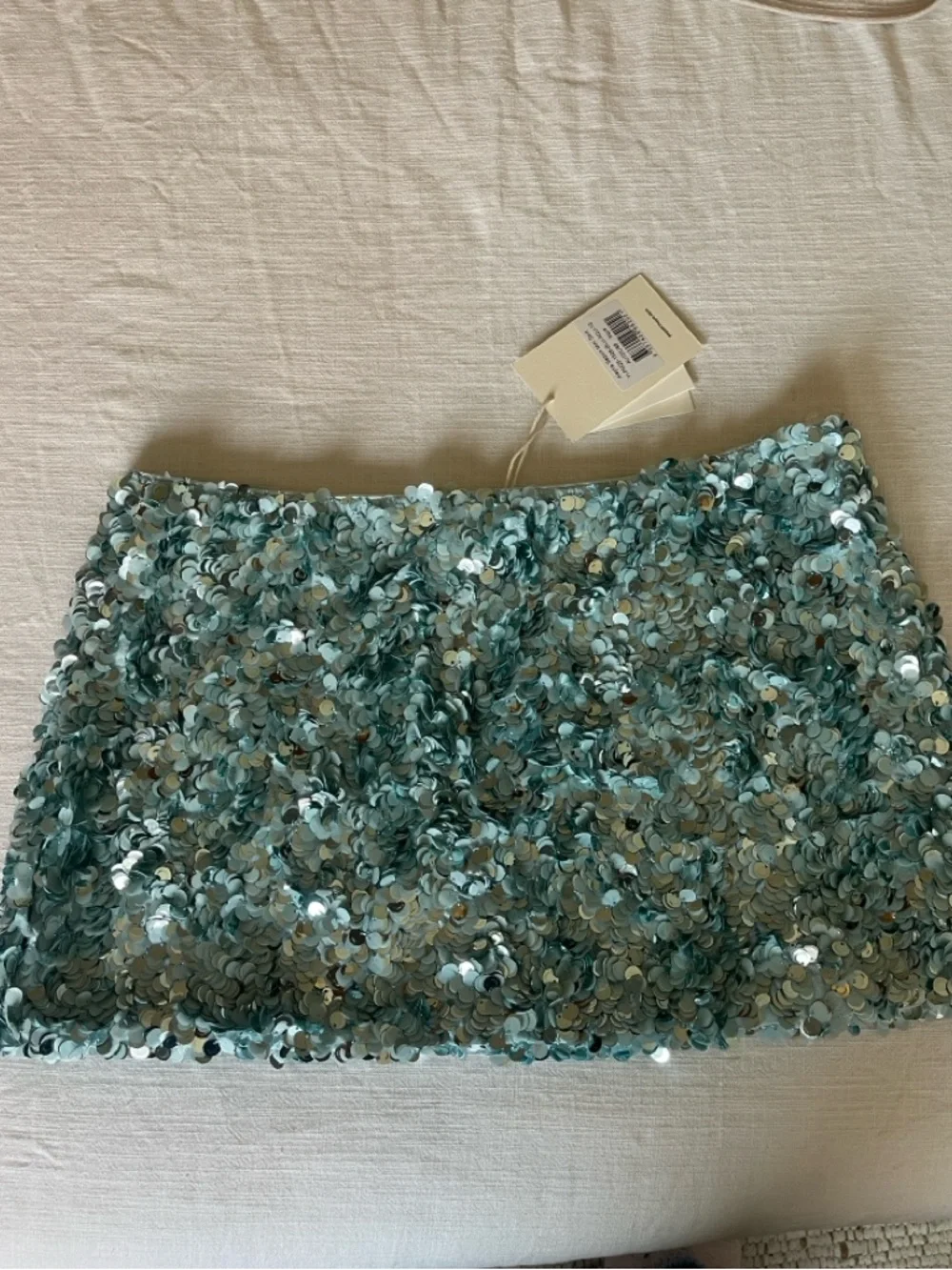 Peppermayo Aqua Blue Sequin Mini Skirt - Picture 3 of 4